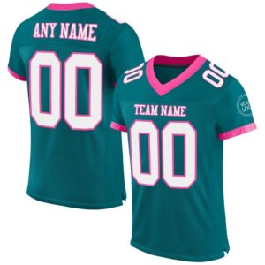 Teal White Pink Mesh Authentic Football Jersey,&hellip;