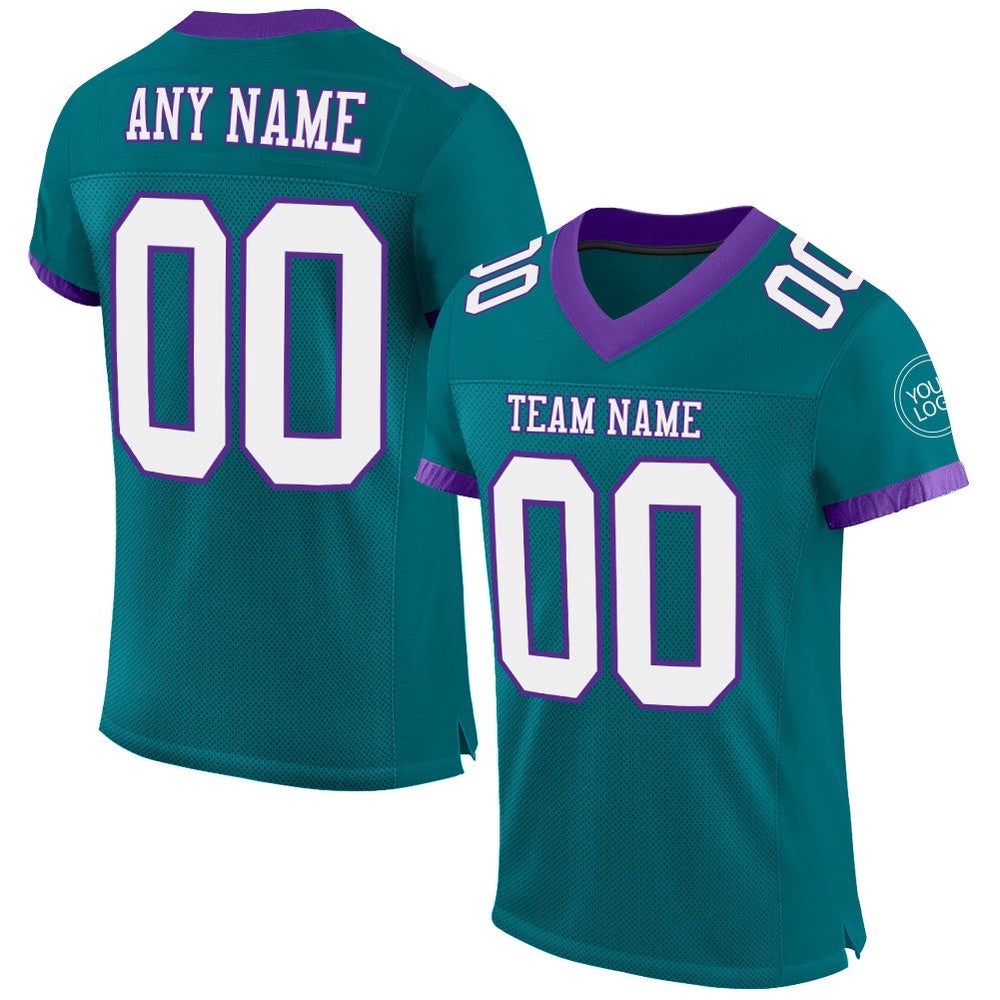Teal White Purple Mesh Authentic Football Jersey, Personalized Football Jersey, Football Team Jersey, Football Outfits