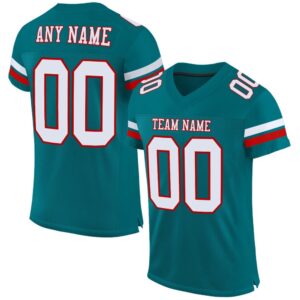 Teal White Red Mesh Authentic Football Jersey,&hellip;