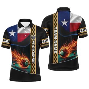 Texas Flag Flaming 8 Ball Pool Polo&hellip;