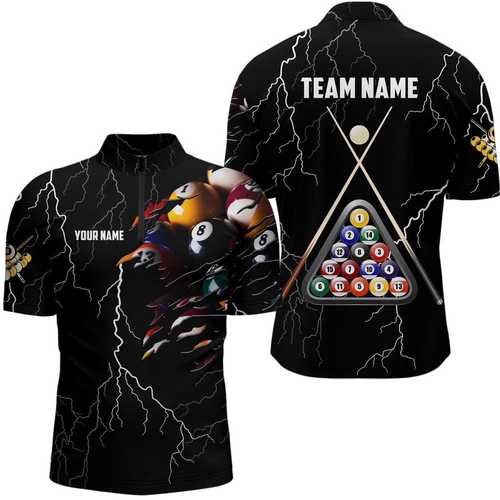 Thunder Billiard Ball 3D Jersey Shirts Custom Billiard Pool Balls Jerseys, Personalized Billiard Team Jersey Shirt