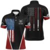 US Flag 8 Ball Pool Polo Shirts, Custom Red Grunge Billiard Balls Polo, Personalized Billiard Polo Shirt