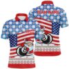 US Flag 8 Ball Pool Red White Billiards Team Shirts, Personalized Billiard Polo Shirt