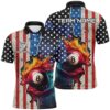 US Flag 9 Ball Pool 3D Polo Shirts, Style Black Yellow Billiard 9 Ball Polo, Personalized Billiard Polo Shirt
