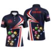 US Flag Billiard Balls 3D Polo Shirts, Funny Billiard 8 Ball Wings Polo, Personalized Billiard Polo Shirt