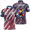 US Flag Pattern Yellow Player Billiards Team Polo, Personalized Billiard Polo Shirt