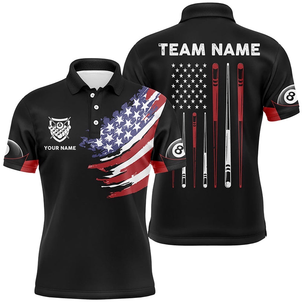 US Flag Sticks Billiard 3D Polo Shirts, Custom 8 Ball Pool Billiard Polo, Personalized Billiard Polo Shirt US Flag Sticks Billiard 3D Polo Shirts, Custom 8 Ball Pool Billiard Polo, Personalized Billiard Polo Shirt