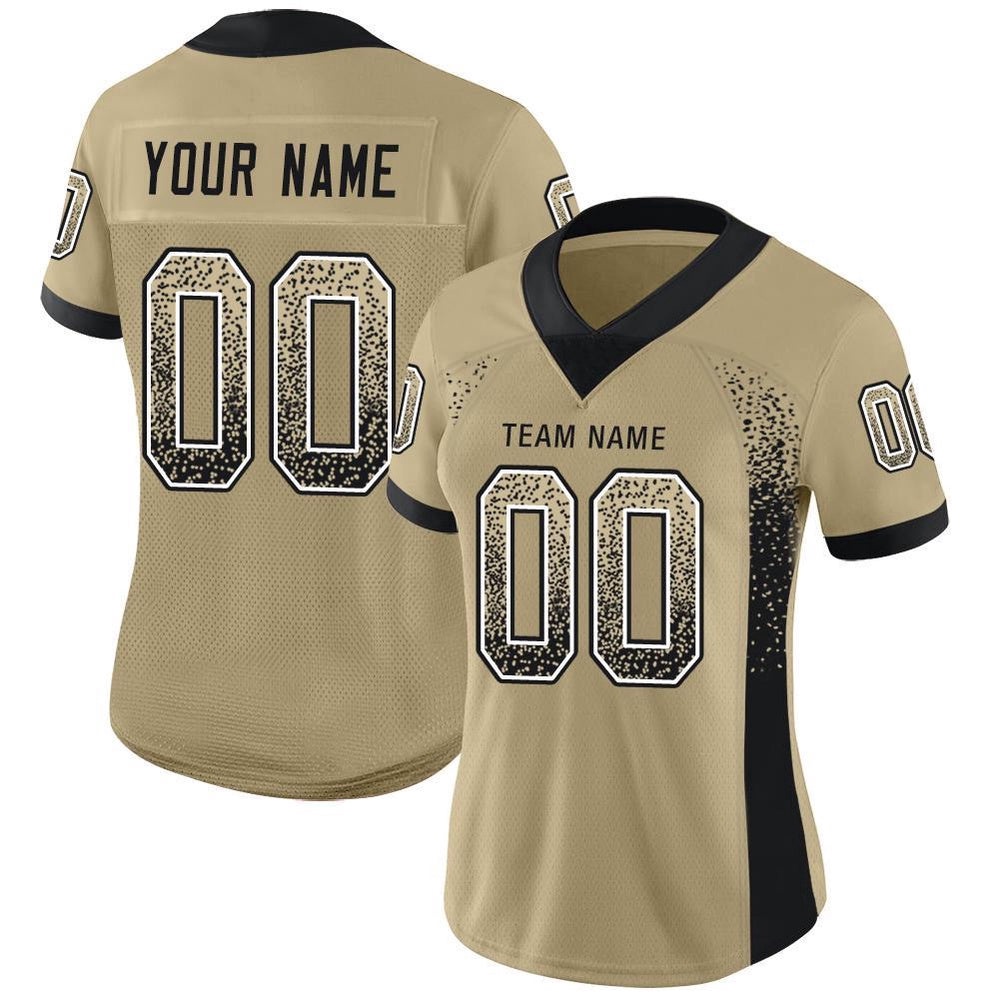 Vegas Gold Black White Mesh Drift Fashion Football Jersey, Personalized Football Jersey, Football Team Jersey, Football Outfits