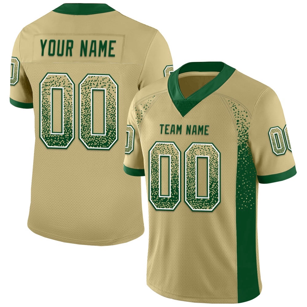Vegas Gold Green White Mesh Drift Fashion Football Jersey, Personalized Football Jersey, Football Team Jersey, Football Outfits