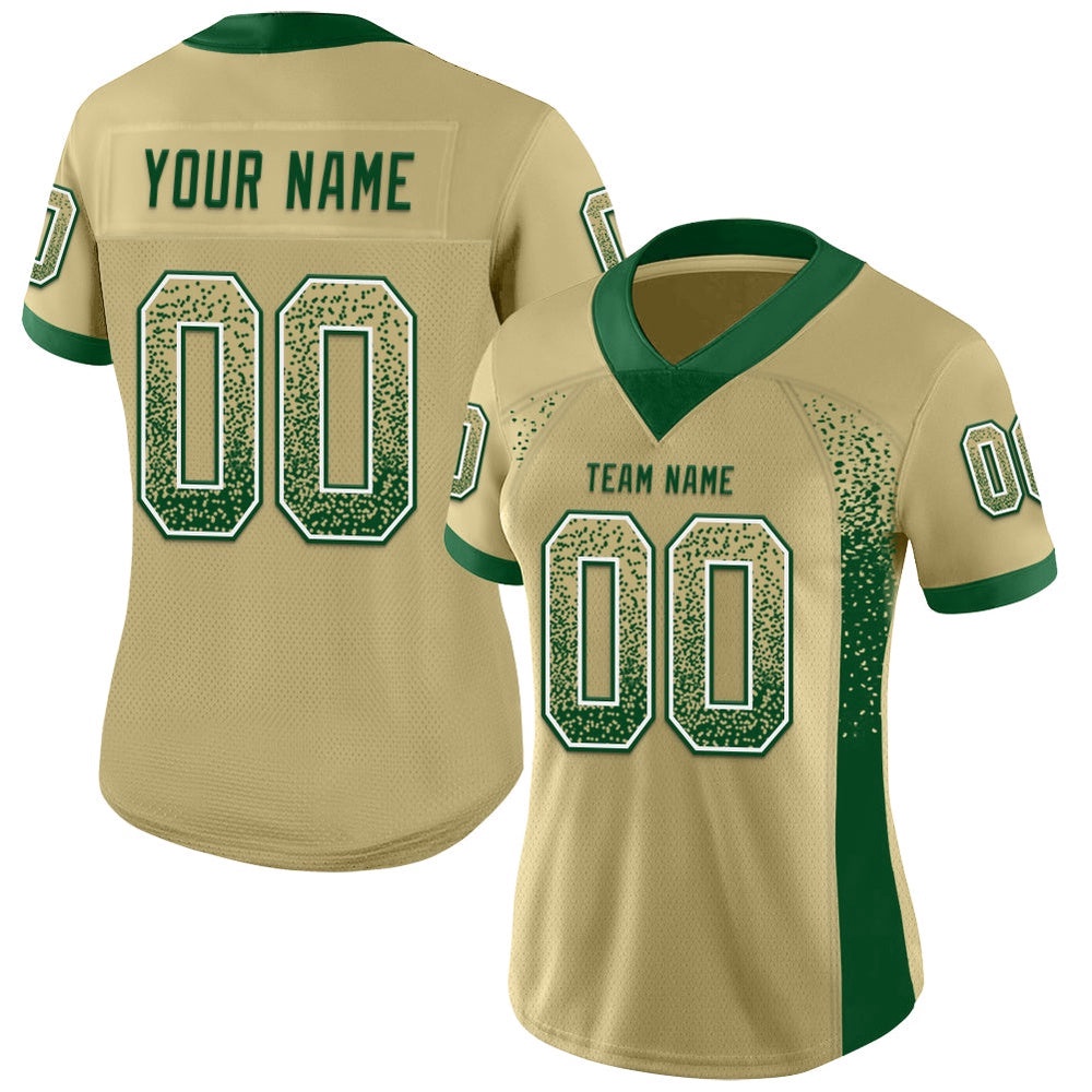 Vegas Gold Green White Mesh Drift Fashion Football Jersey, Personalized Football Jersey, Football Team Jersey, Football Outfits