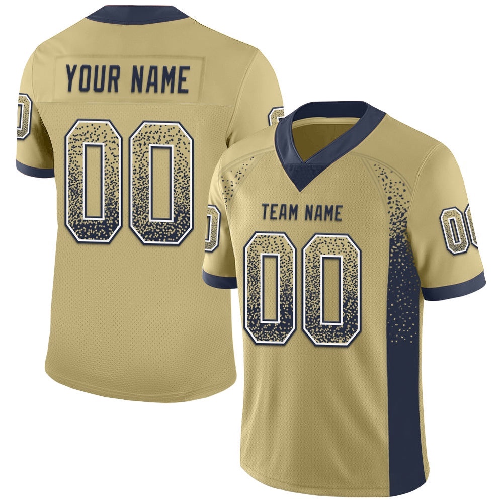 Vegas Gold Navy White Mesh Drift Fashion Football Jersey, Personalized Football Jersey, Football Team Jersey, Football Outfits