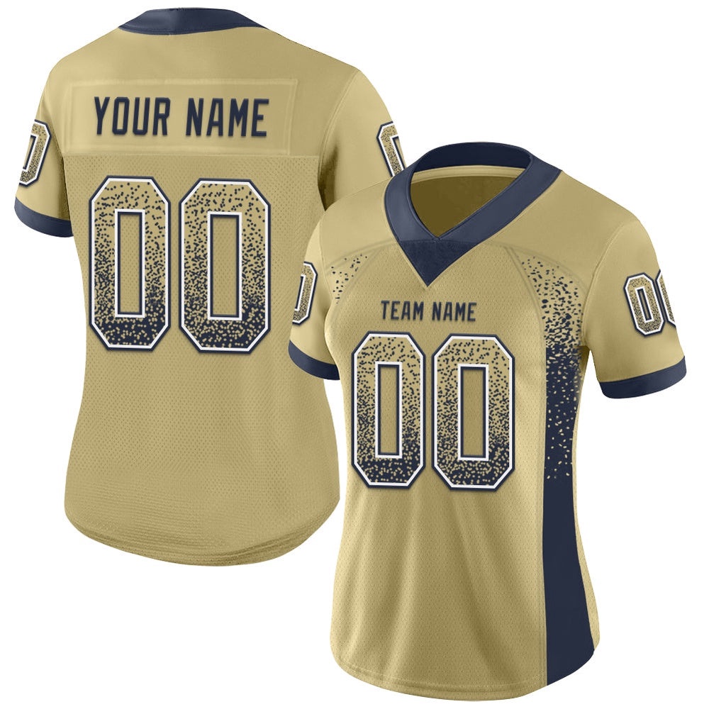 Vegas Gold Navy White Mesh Drift Fashion Football Jersey, Personalized Football Jersey, Football Team Jersey, Football Outfits
