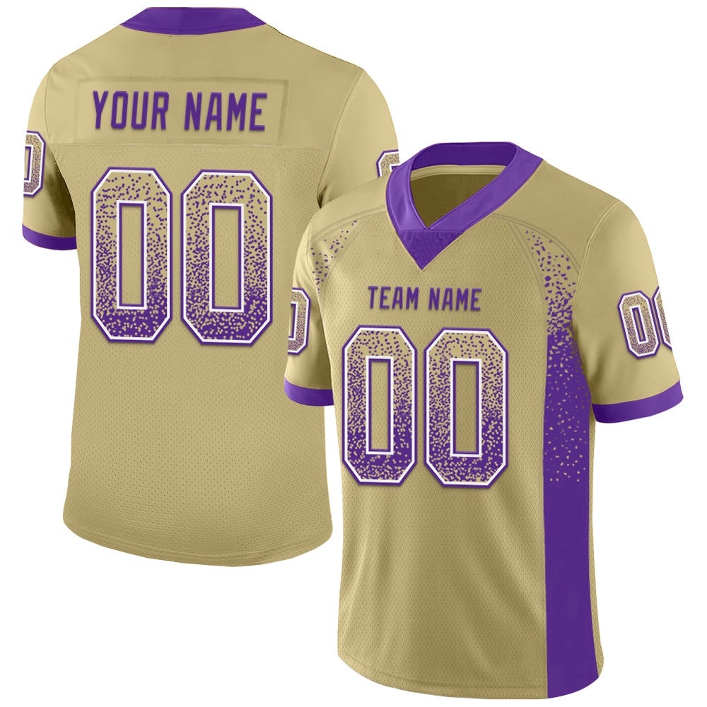 Vegas Gold Purple White Mesh Drift Fashion Football Jersey, Personalized Football Jersey, Football Team Jersey, Football Outfits