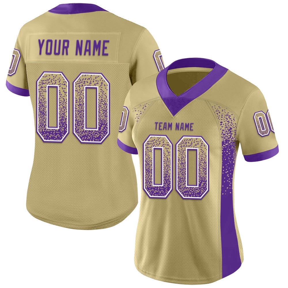Vegas Gold Purple White Mesh Drift Fashion Football Jersey, Personalized Football Jersey, Football Team Jersey, Football Outfits