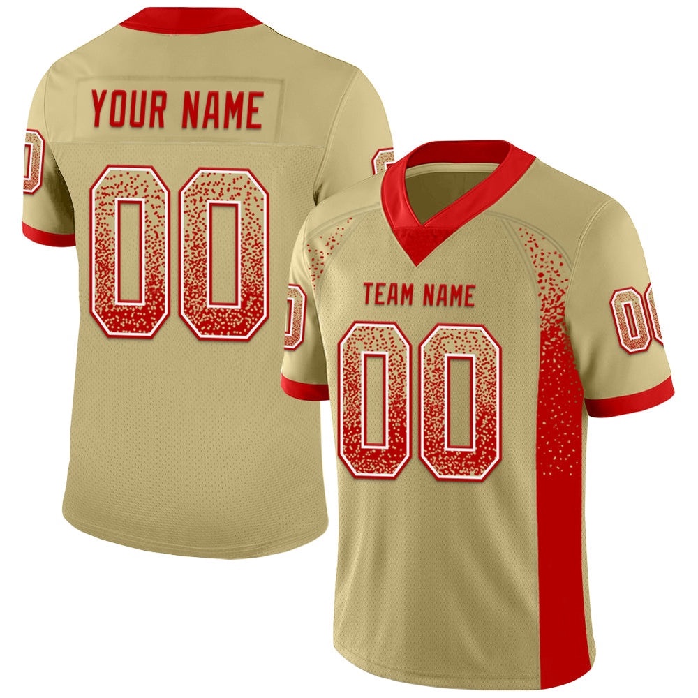 Vegas Gold Red White Mesh Drift Fashion Football Jersey, Personalized Football Jersey, Football Team Jersey, Football Outfits