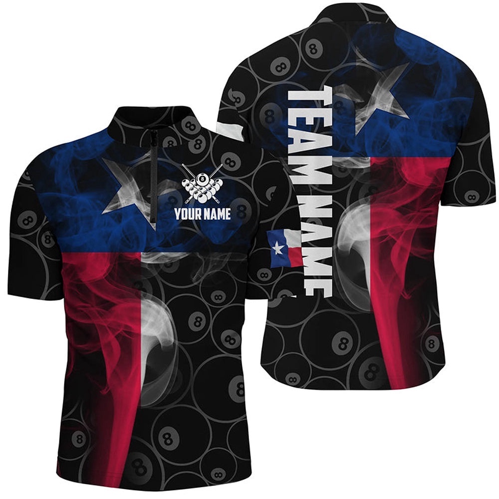 Vintage Smoke Texas Flag Custom 8 Ball Pool Team Jerseys, Personalized Billiard Team Jersey Shirt