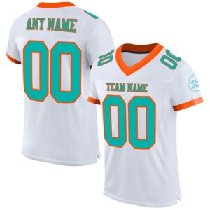 White Aqua Orange Mesh Authentic Football Jersey,&hellip;