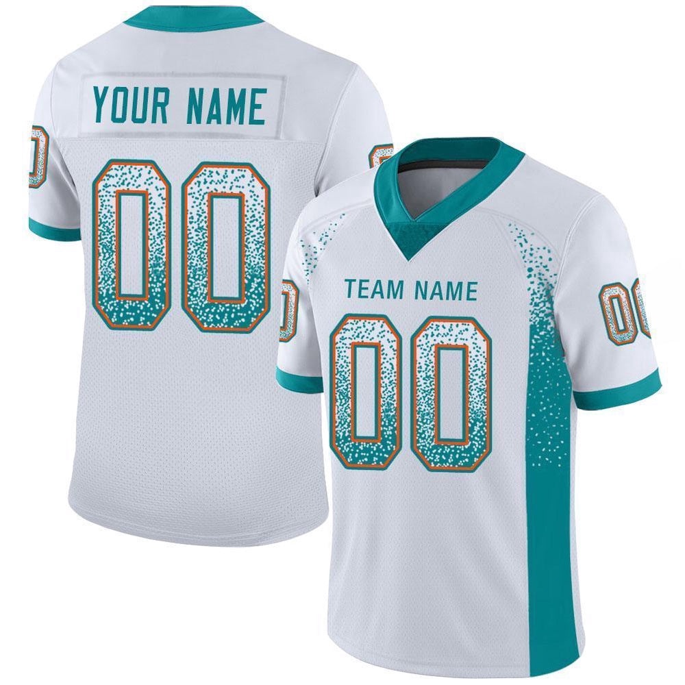 White Aqua Orange Mesh Drift Fashion Football Jersey, Personalized Football Jersey, Football Team Jersey, Football Outfits
