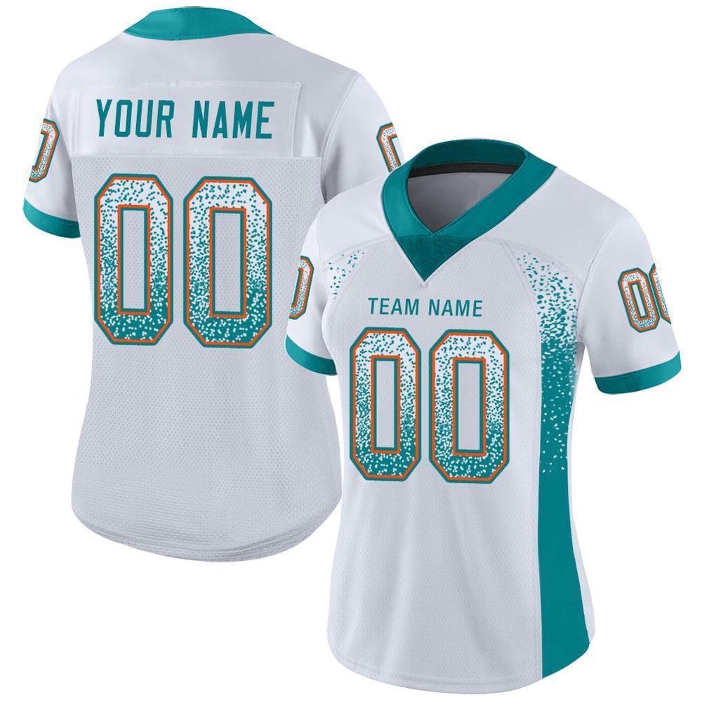White Aqua Orange Mesh Drift Fashion Football Jersey, Personalized Football Jersey, Football Team Jersey, Football Outfits