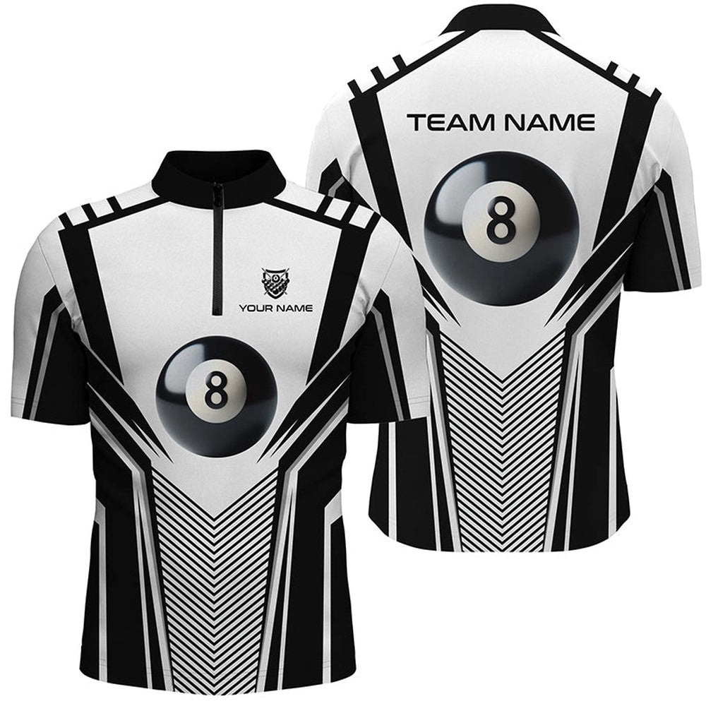 White Black 8 Ball Billiard 3D Jersey Shirts, Custom Pool Billiard Balls Jerseys, Personalized Billiard Team Jersey Shirt