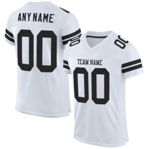 White Black Mesh Authentic Football Jersey, Personalized&hellip;