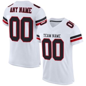White Black Red Mesh Authentic Football Jersey,&hellip;