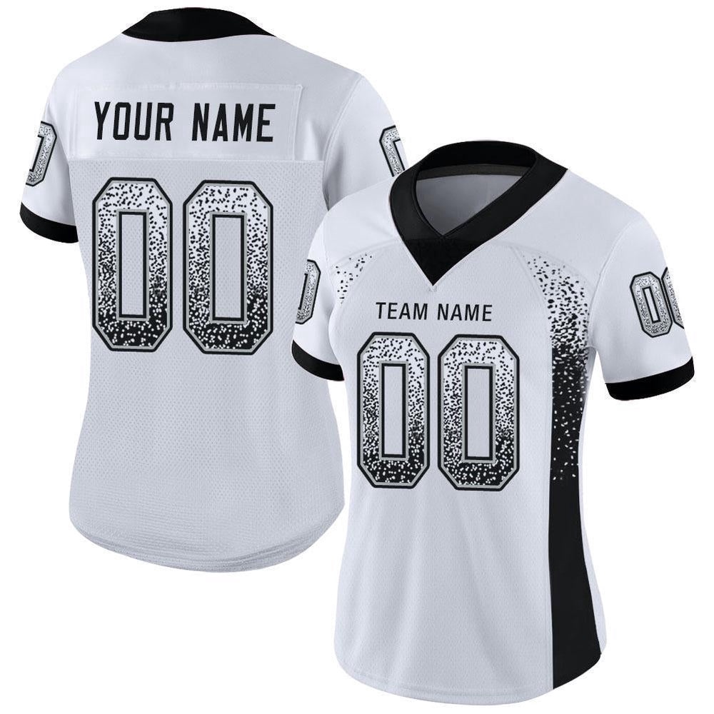 White Black Silver Mesh Drift Fashion Football Jersey, Personalized Football Jersey, Football Team Jersey, Football Outfits