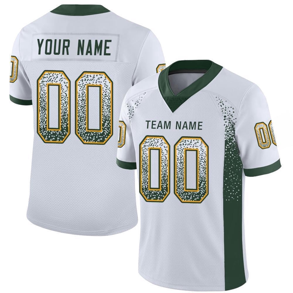 White Green Gold Mesh Drift Fashion Football Jersey, Personalized Football Jersey, Football Team Jersey, Football Outfits