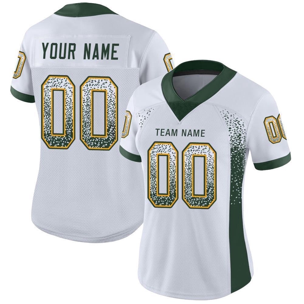 White Green Gold Mesh Drift Fashion Football Jersey, Personalized Football Jersey, Football Team Jersey, Football Outfits