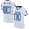 White Light Blue Black Mesh Authentic Football Jersey, Personalized Football Jersey, Football Team Jersey, Football Outfits