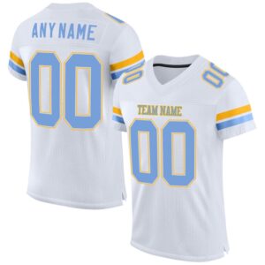 White Light Blue Gold Mesh Authentic Football&hellip;