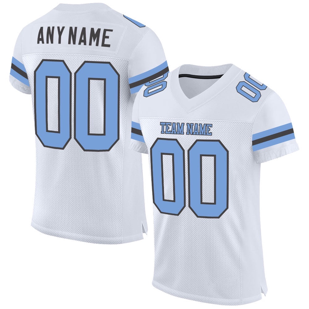 White Light Blue Steel Gray Mesh Authentic Football Jersey, Personalized Football Jersey, Football Team Jersey, Football Outfits