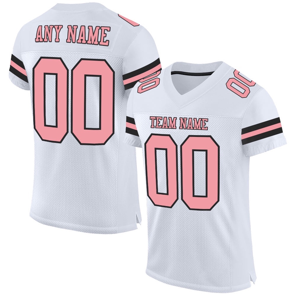 White Medium Pink Black Mesh Authentic Football Jersey, Personalized Football Jersey, Football Team Jersey, Football Outfits