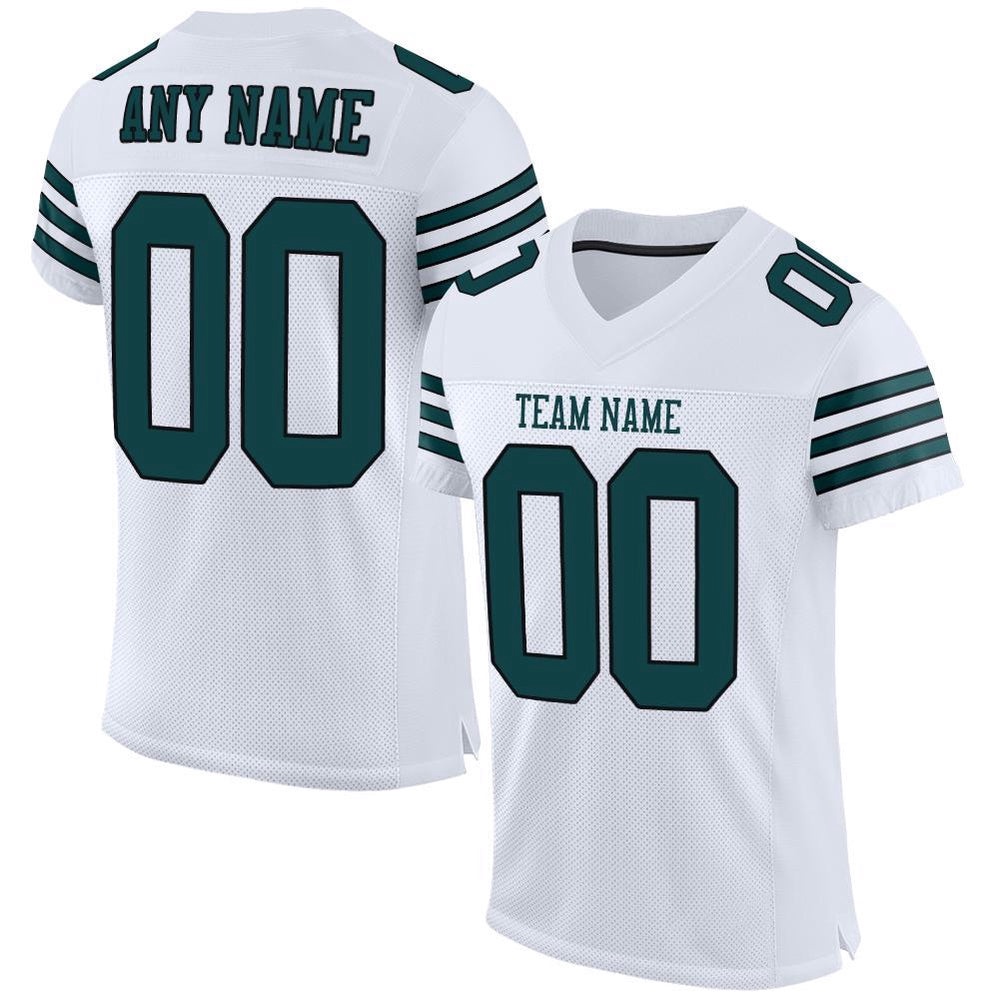 White Midnight Green Black Mesh Authentic Football Jersey, Personalized Football Jersey, Football Team Jersey, Football Outfits