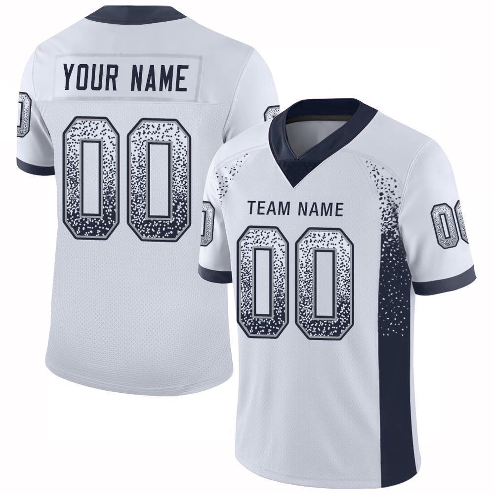 White Navy Gray Mesh Drift Fashion Football Jersey, Personalized Football Jersey, Football Team Jersey, Football Outfits