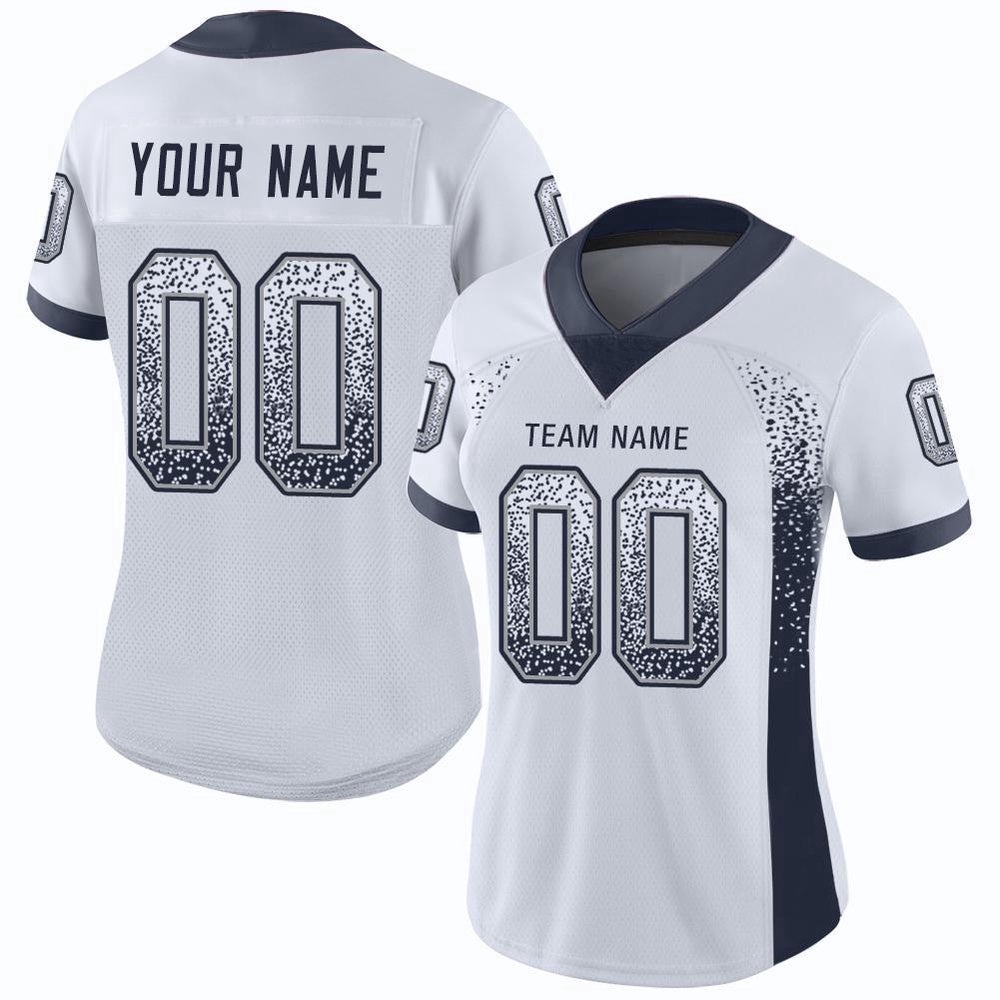 White Navy Gray Mesh Drift Fashion Football Jersey, Personalized Football Jersey, Football Team Jersey, Football Outfits