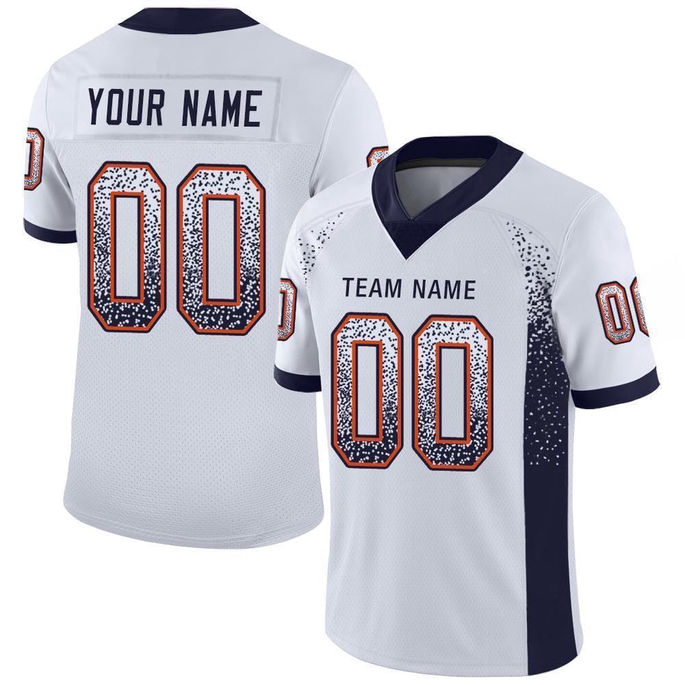 White Navy Orange Mesh Drift Fashion Football Jersey, Personalized Football Jersey, Football Team Jersey, Football Outfits