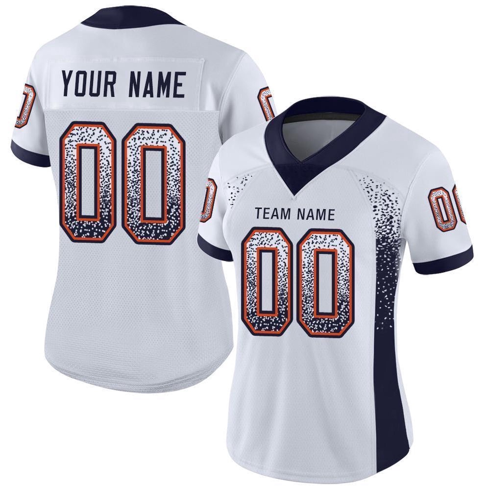 White Navy Orange Mesh Drift Fashion Football Jersey, Personalized Football Jersey, Football Team Jersey, Football Outfits