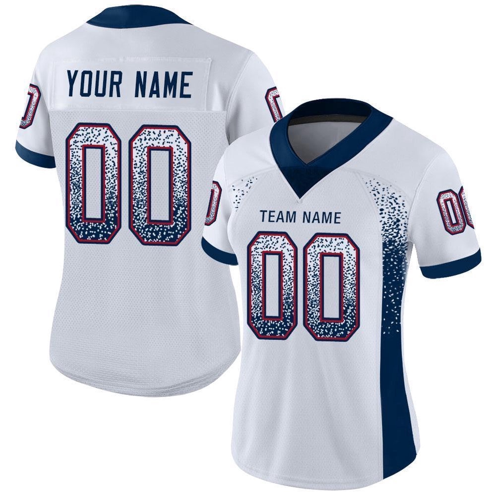 White Navy Red Mesh Drift Fashion Football Jersey, Personalized Football Jersey, Football Team Jersey, Football Outfits