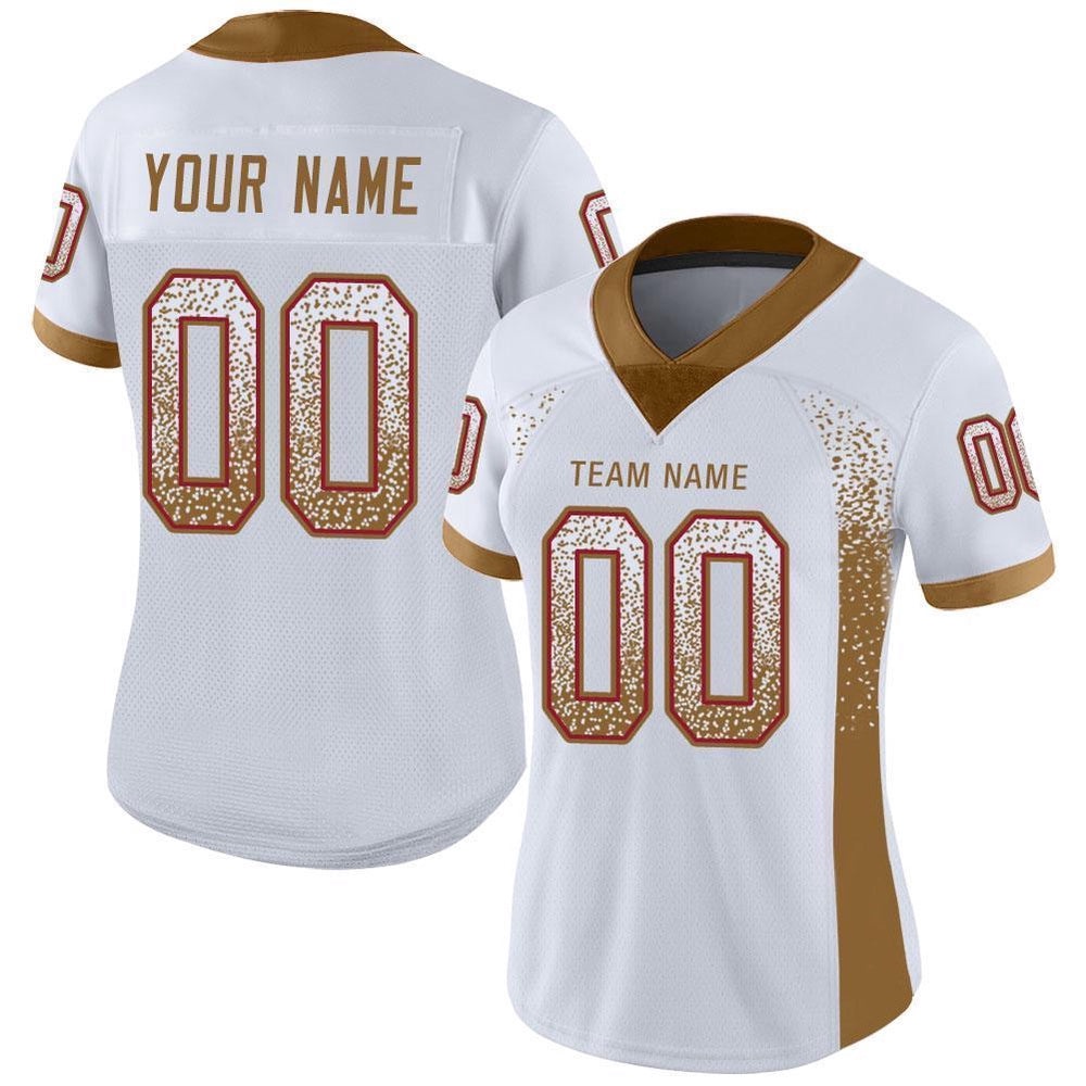 White Old Gold Red Mesh Drift Fashion Football Jersey, Personalized Football Jersey, Football Team Jersey, Football Outfits