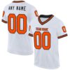 White Orange Black Mesh Authentic Football Jersey, Personalized Football Jersey, Football Team Jersey, Football Outfits
