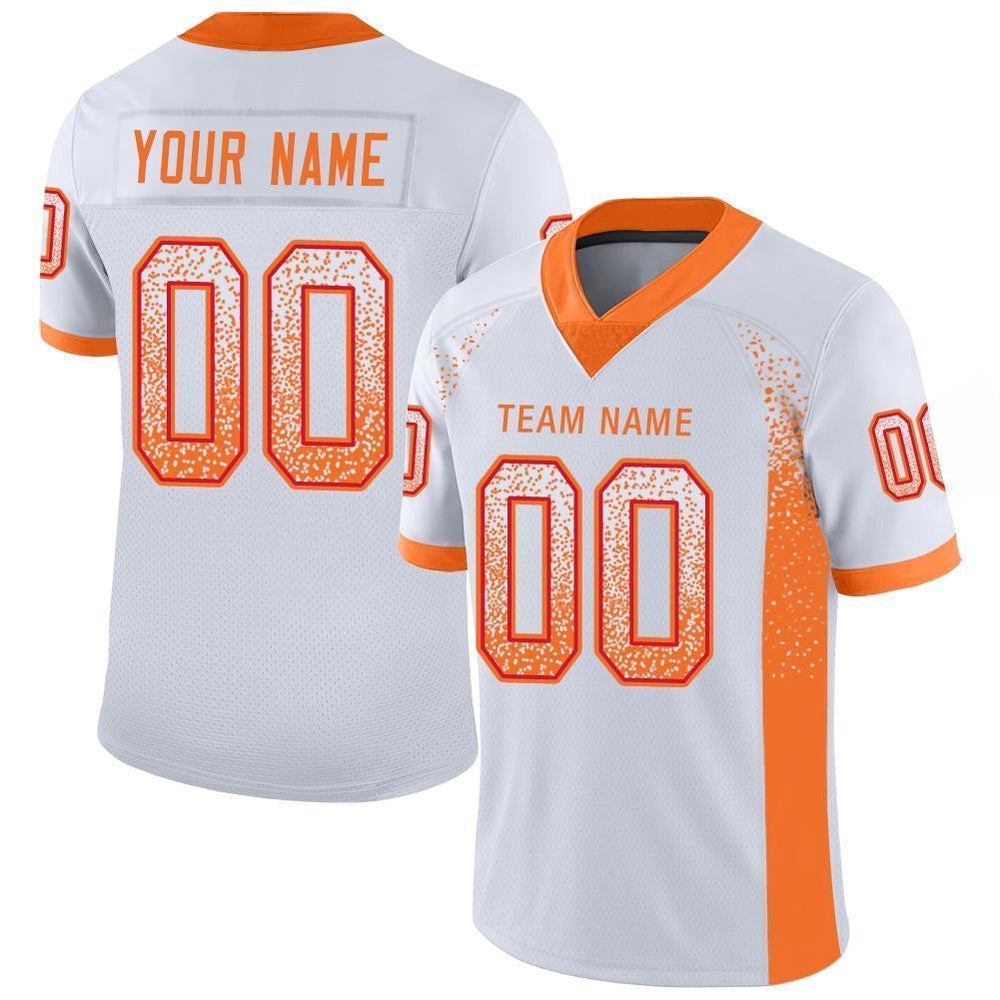 White Orange Red Mesh Drift Fashion Football Jersey, Personalized Football Jersey, Football Team Jersey, Football Outfits