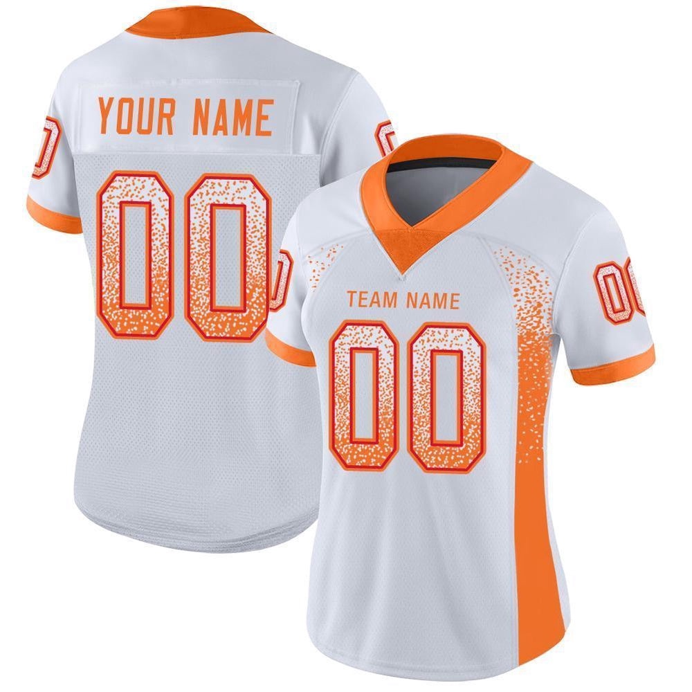 White Orange Red Mesh Drift Fashion Football Jersey, Personalized Football Jersey, Football Team Jersey, Football Outfits