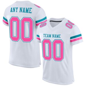 White Pink Teal Mesh Authentic Football Jersey,&hellip;