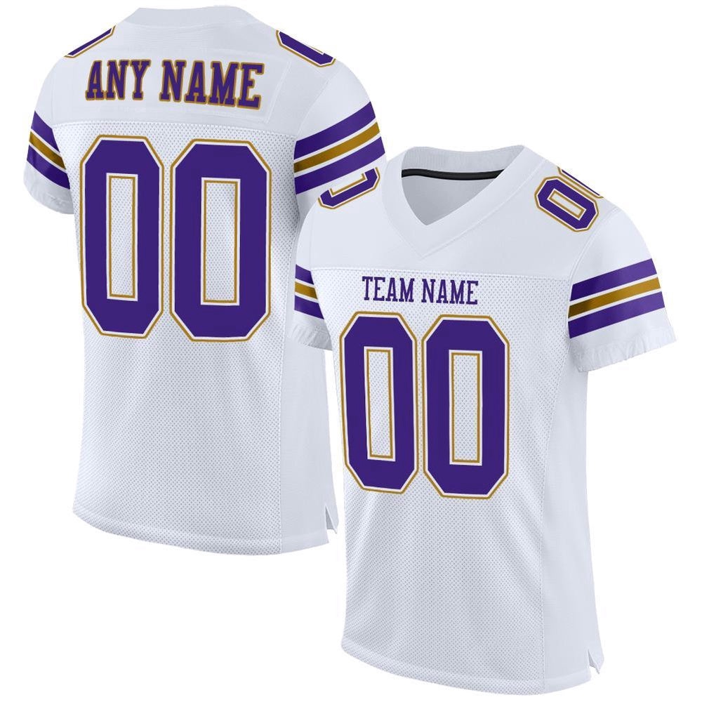 White Purple Old Gold Mesh Authentic Football Jersey, Personalized Football Jersey, Football Team Jersey, Football Outfits