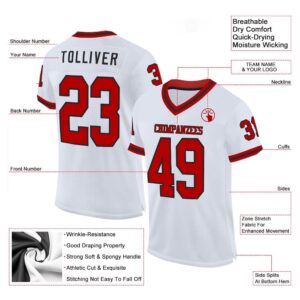 White Red Black Mesh Authentic Throwback Football&hellip;