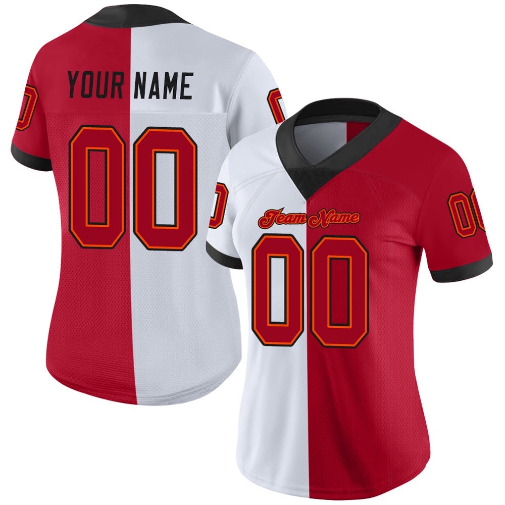 White Red Black Mesh Split Fashion Football Jersey, Personalized Football Jersey, Football Team Jersey, Football Outfits