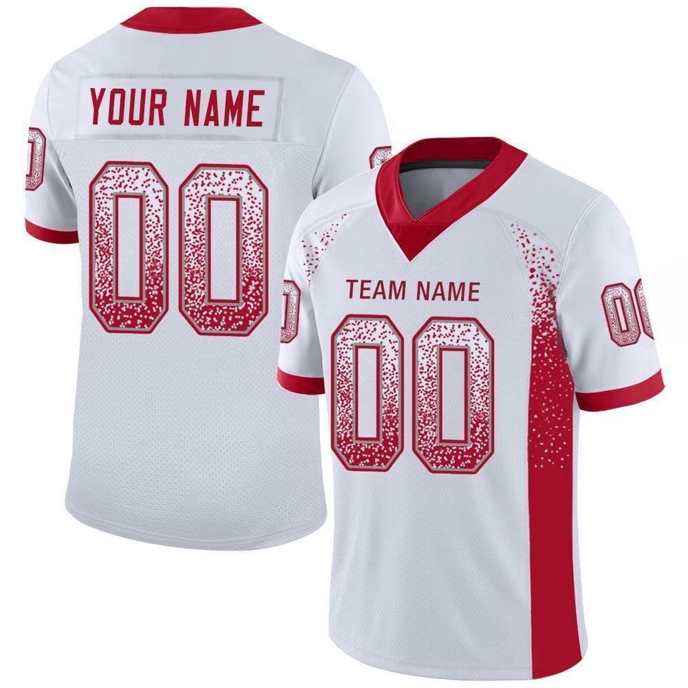 White Red Gray Mesh Drift Fashion Football Jersey, Personalized Football Jersey, Football Team Jersey, Football Outfits