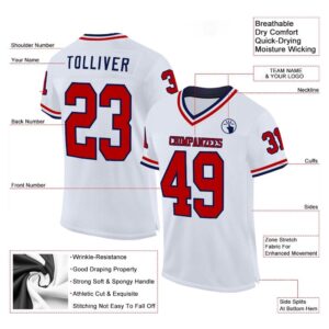 White Red Navy Mesh Authentic Throwback Football&hellip;