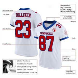 White Red Royal Mesh Authentic Football Jersey,&hellip;